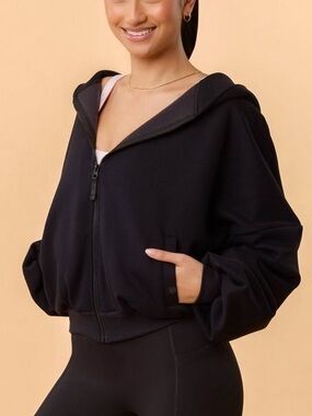 LAST ONE Blogilates Womens Marshmallow Full Zip Hooded Sweatshirt Black Large L